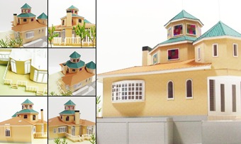 "S=1 ∕ 50　洋風な多角形の屋根の住宅模型" の表示