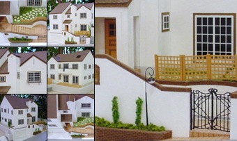 "Ｓ＝１：５０　坂道のアプローチ階段のある洋風住宅模型" の表示